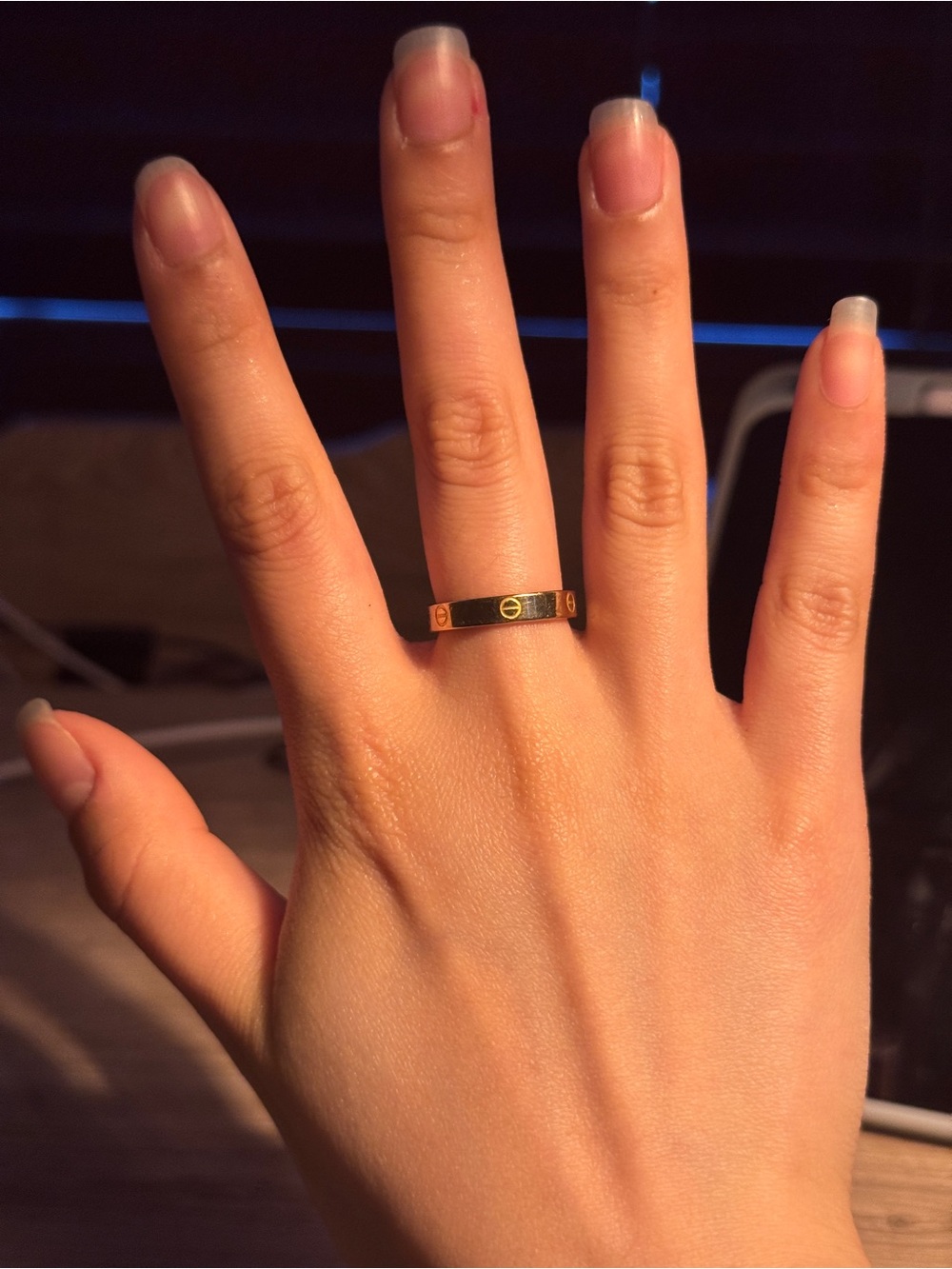 Gold-Tone Black Inlay Women's Fashion Band Ring Size 7